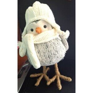 2015 Target Wondershop Fabric Bird Gray Tweed White Scarf & Earflap Hat